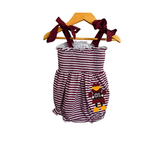 Gamecock Cocky Mascot Garnet Red Stripe Applique Girl Bubble