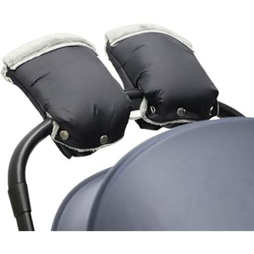 PandaEar Baby Stroller Gloves, Universal Winter Stroller Mittens Anti-Freeze Warm Hand Muffs, Waterproof Thick HandMuff Stroller Accessories, Black