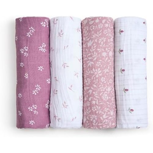 aden + anais 100% muselina de algodón orgánico para envoltura, manta de bebé transpirable, ideal para niños, niñas, recién nacidos, bebés y lactantes, manta de recepción, envoltura ligera, paquete de