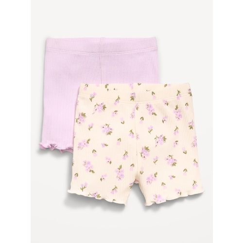Ribbed Lettuce-Edge Biker Shorts 2-Pack for Baby