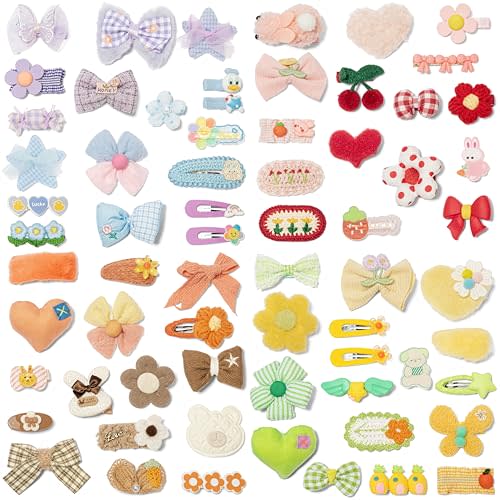 Hair Clips for Girls 68 Pcs Bundle No Slip Assorted Barrettes for Kids Bows Cute Hair Accessories for Little Girls Teens Toddlers Child Kids Gifts