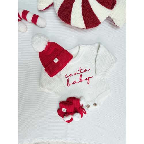 Santa baby Christmas White Knit Romper