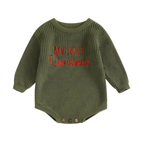 Adobabirl Baby Girl Boy Knitted Sweater Bubble Romper Long Sleeve Jumpsuit Festival Outfit Fall Winter Spring Clothes