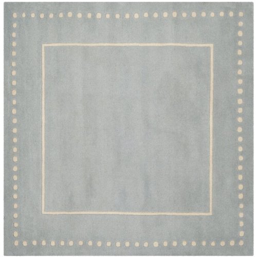 Cruz Hand Tufted Wool Solid Color Rug (7' x 7') - Ivory/Light Blue
