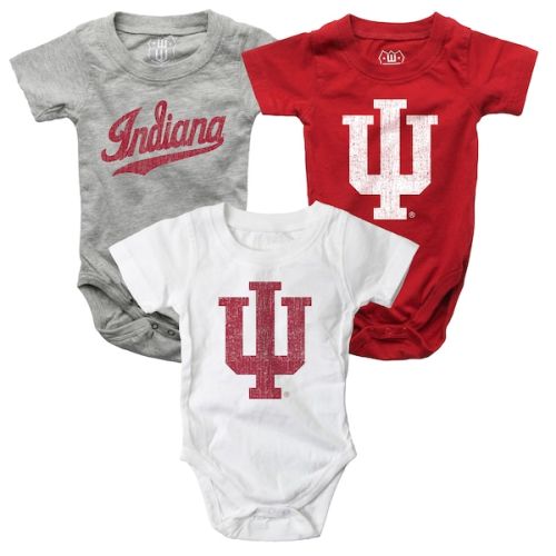Indiana Hoosiers Wes & Willy Infant Three-Pack Bodysuit Set