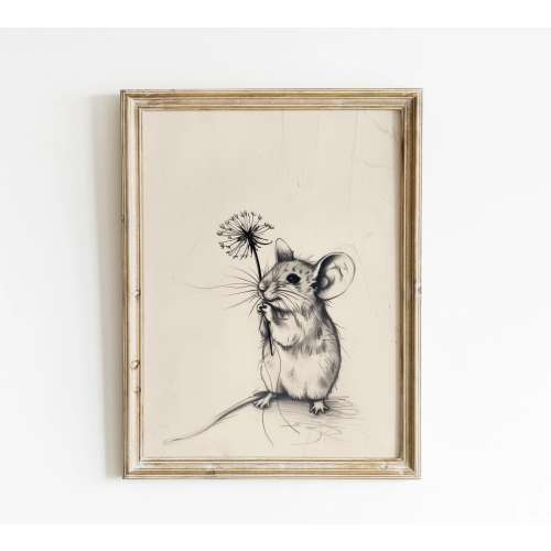 Woodland Nursery Art Field Mouse Print Cottagecore Kids Print  Woodland Nursery Art, Cottagecore Wall Art Farmhouse Nursery Print Mouse Art