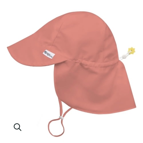 Green Sprouts flap sun hat - coral, 0-6 months
