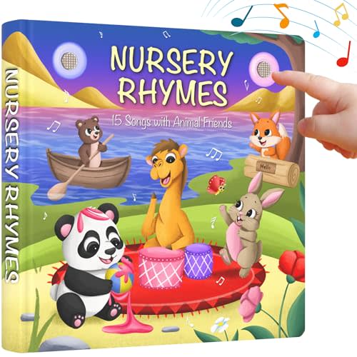 LEARNING BUGS Nursery Rhymes with Animal Friends – Sing Along with 15 Nursery Rhymes, Musical Books for Toddlers, 28-Button Music Book, Musical Toys for Toddlers 1-3