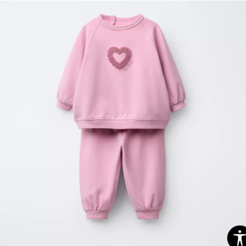 EMBROIDERED TERRY SWEATSHIRT AND JOGGER PANTS SET - Pink | ZARA United States