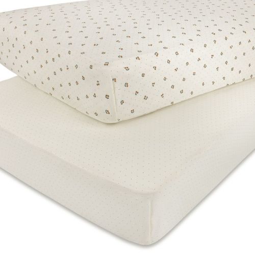 Aurora Classics Fitted Sheet Set - 2 pk - 100% Jersey Knit Cotton - Yellow Cherry Printed