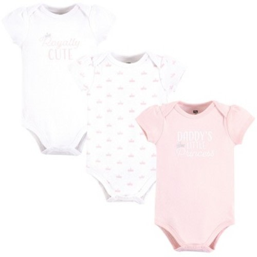 Hudson Baby Infant Girl Cotton Bodysuits, Daddys Princess Crown, 3-6 Months