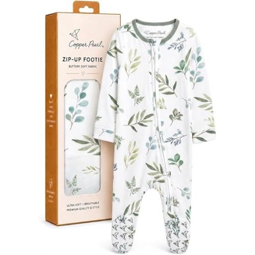 Copper Pearl Zip-Up Footie Baby Pajamas – Soft Newborn Sleep and Play for Boys & Girls, Tag-Free with Two-Way Zipper Baby Sleepers for Newborn - Haven, 0-3 Months