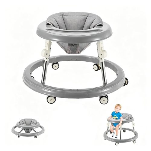 Folding Baby Walker,Height Adjustable Baby Walker for Babys 6-18 Months (Gray)