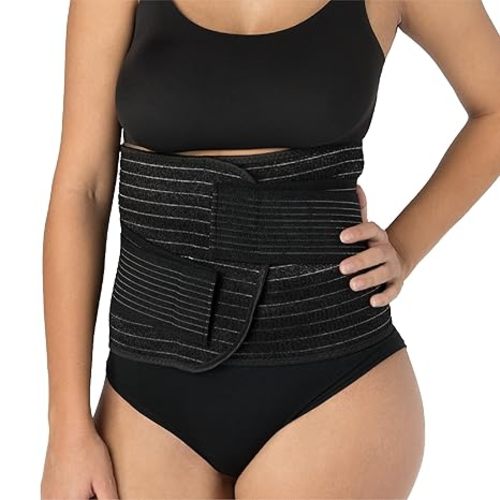 UpSpring Shrinkx Postpartum Belly Band, Adjustable Support for Post-Baby Recovery, Slims and Smooths Abdomen (Charcoal Gray, S/M)