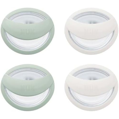 NUK Perfect Match Pacifier, 0-6 Months, 4-Pack, Green & White