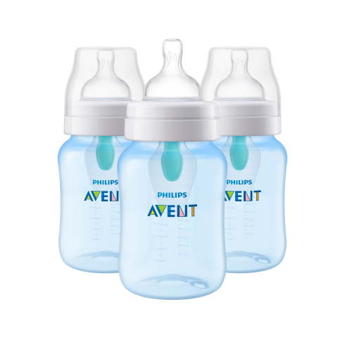 Philips Avent Anti-colic Bottle with AirFree Vent, 9oz, 3pk, Blue, SCF405/34