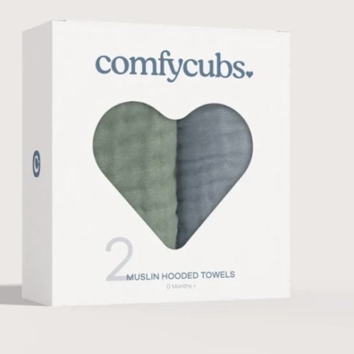 Comfy Cubs Muslin Hooded Towel 2pk