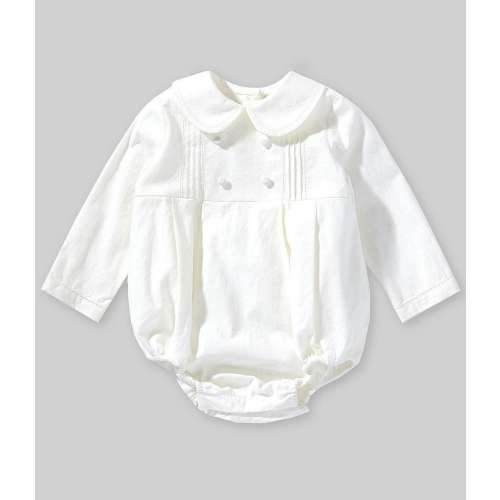 Edgehill Collection x Megan Karp Baby Boys Quinn Long Sleeve Peter Pan Collar Bubble Romper