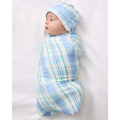 Springtime Plaid Swaddle & Hat Set | Little Sleepies