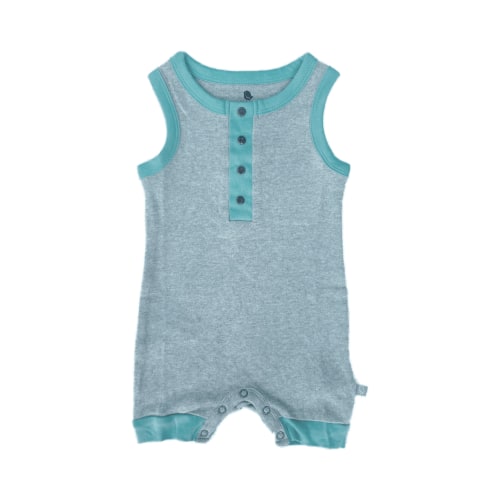 Baby Tank Romper - Vintage Aqua Colorblock | 100% Organic - Finn + Emma