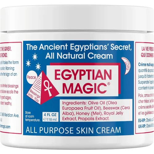 Egyptian Magic - All Purpose Face, Body, and Dry Skin Moisturizing Cream, Skin Protectant for Women & Men, Eczema Care Healing Balm, Scar Treatment, Stretch Marks, and Tattoo Aftercare, 4oz Jar