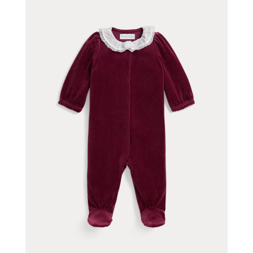 Poplin-Collar Velour Coverall