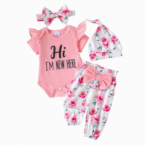 Ccpelsie Newborn Baby Girl Ruffle Romper Fall Winter Coming Home Outfit One-piece Jumpsuit(Pink,0-3 Months)