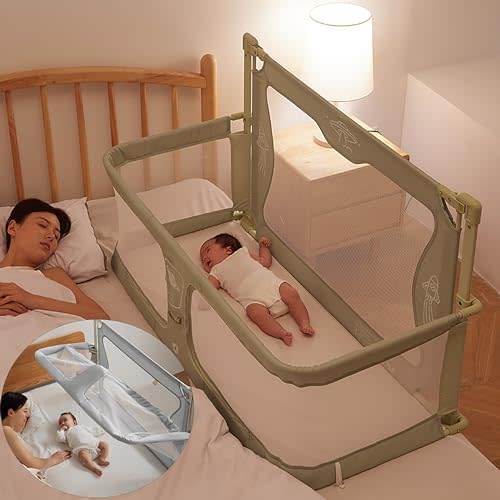3 in 1 Baby bassinets bedside sleeper, co sleeping bed for baby, for co sleeper for baby in bed, Portable Crib, breathable and visible mesh window,soft washable liner cover and sturdy aluminum alloy (