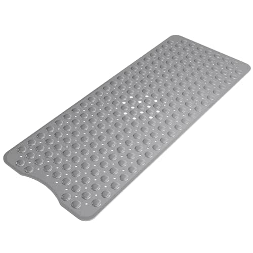 AmazerBath Shower Mat Non Slip 40 x 16 Inches, Shower Stall Mats with Suction Cups and Drain Holes, Non Slip Bath Mat for Tub for Elderly & Kids, Grey
