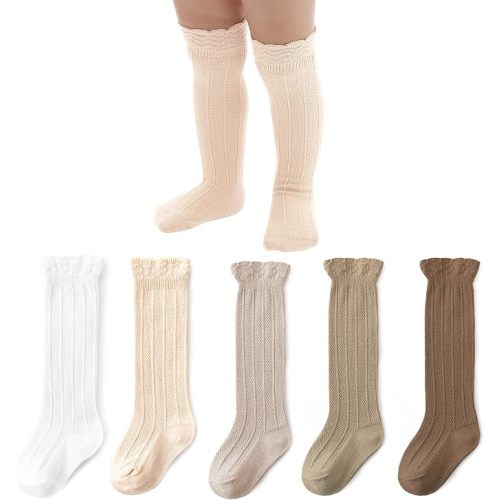 Baby Knee High Socks for Girls & Boys, Ruffled Long Tube Socks