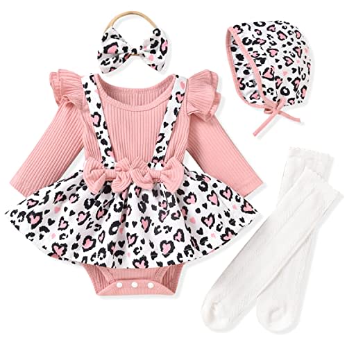Unutiylo Preemie Newborn Baby Girl Clothes Romper Suspender Dress Fall Winter Outfits Ruffle Long Sleeve Jumpsuit
