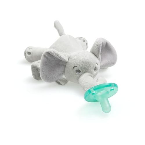 Philips AVENT Soothie Snuggle Pacifier Holder with Detachable Pacifier, 0m+, Elephant, SCF347/03- 1 Count (Pack of 1)
