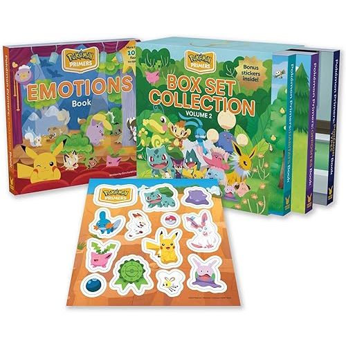 Pokémon Primers: Box Set Collection Volume 2: Opposites, Habitats, Emotions, and Types (10) Hardcover – Sticker Book, November 22, 2022
