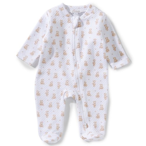 Kissy Kissy Baby Teddy Bear Tine Print Jacquard Zipper Footie