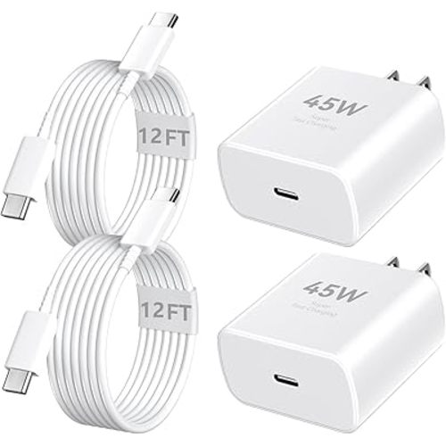 Phone 17 16 Pro Max Charger Fast Charging, 45W Super Fast USB C Charger Block with 12FT Extra Long Fast Charging Cable for 17 16 Pro Max/17 16/16 Plus,15 Pro Max/15 Pro/15, Android Phone