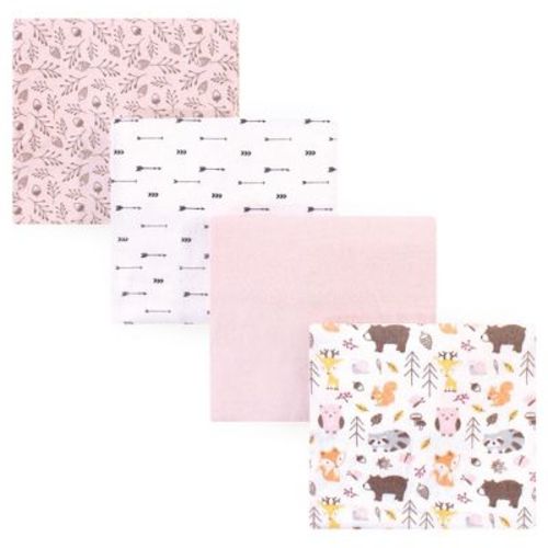 Hudson Baby Infant Girl Cotton Flannel Receiving Blankets, Girl Pinecone, One Size