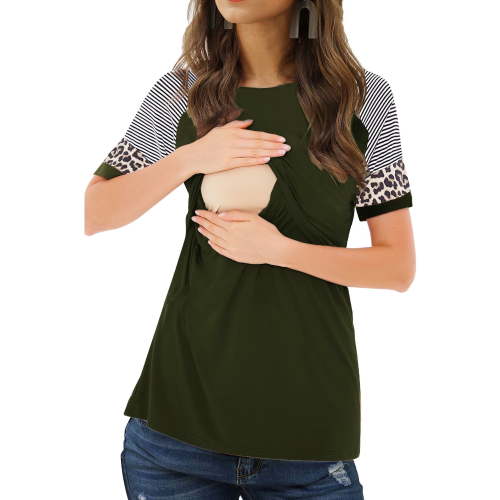 Women's Short Sleeve Maternity Nursing Shirt for Breastfeeding