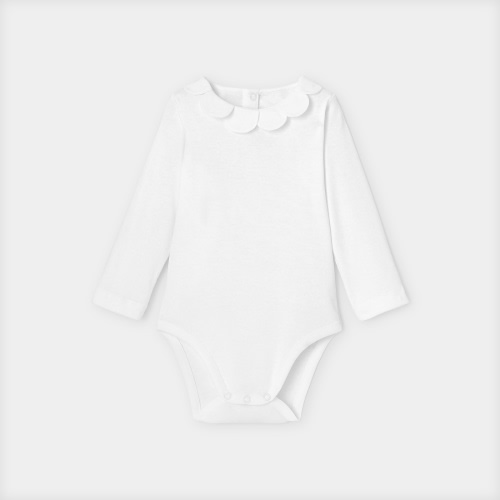 Baby girl bodysuit with petal collar
