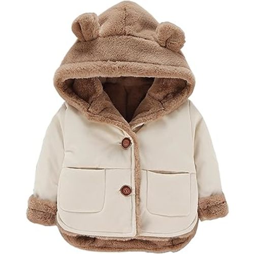 WEONEDREAM Toddler Baby Boys Girls Winter Fleece Jacket Small Kids Warm Hooded Outwear Coat