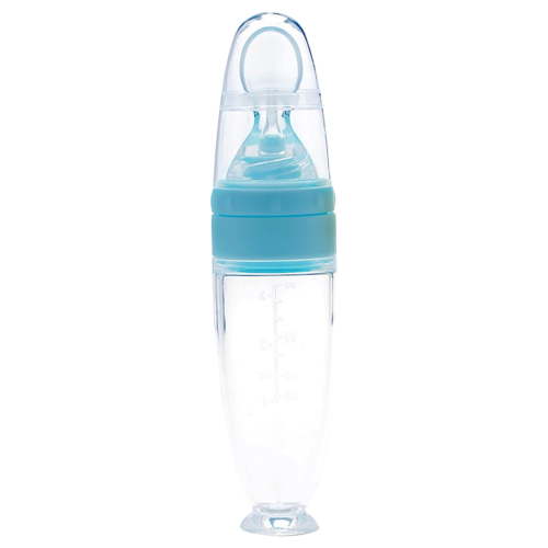 Leott Kitchen Supplies Clearance Sale! Baby Training Silicone Milk Bottle Squeeze Spoon Children's Food Bottle Blue, 1X Feeding Bottle