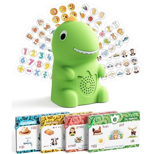 Aullsaty Dinosaur Talking Pen with Phonics Flash Cards, Interactive Learning Toy for Kids Ages 1-6, Autism Sensory & Speech Therapy Toy, ABC 123 Educational Toddler Toy, Screen-Free Birthday Gift