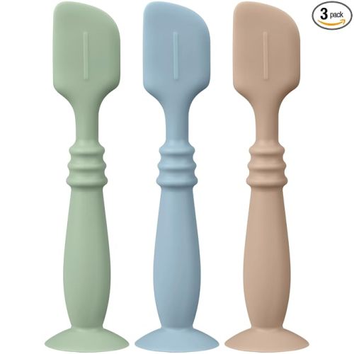 3 Packs Silicone Diaper Cream Applicator with Suction Base, Diaper Cream Spatula Applicator for Babies, Soft Silicone Diaper Cream Brush (Sage/Ether/Natural)