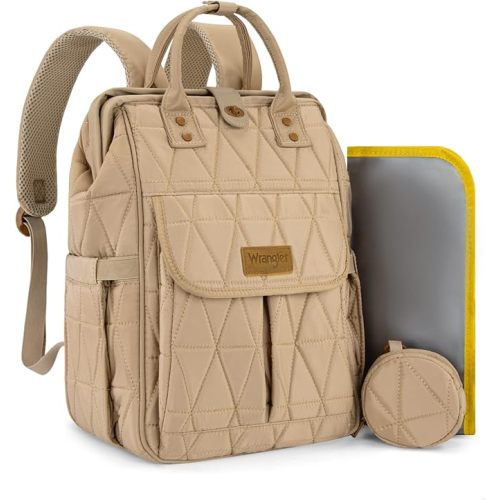 Montana West Wrangler Diaper Bag Backpack Baby Essentials Bag Quilted Travel Backpacks with Insulated Pockets, Portable Changing Pad, Stroller Straps, Pacifier Case