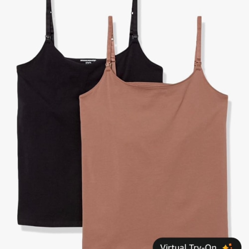 Amazon Essentials Women's Maternity Nursing Camisole with Adjustable Straps and Built-in Shelf Bra, Pack of 2
