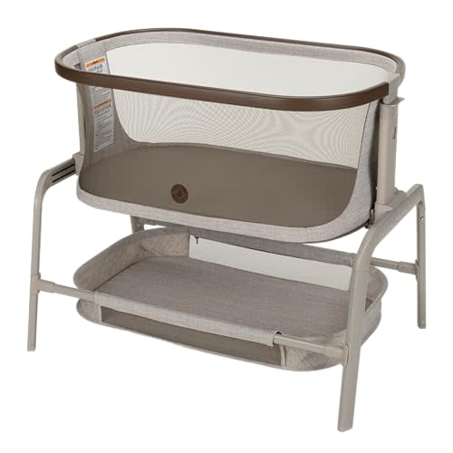Maxi-COSI Iora Baby Bassinets Bedside Sleeper, Portable Bassinet, Infant Bedside Sleeper Crib, Height Adjustable, Breathable Mesh, Large Storage Basket, Truffle