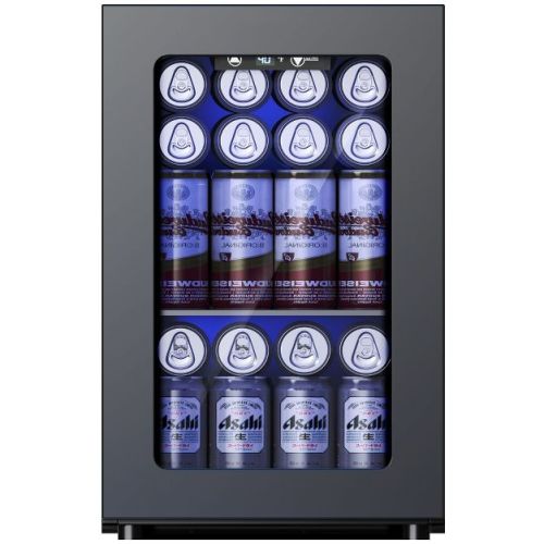 Simzlife 24Cans 0.6 cu. ft. Mini Fridge Cooler, Portable Beverage Refrigerator with Glass Door, Black