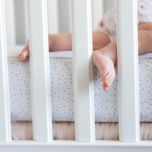 QuickZip Crib Sheet Set - Faster, Safer, Easier Baby Crib Sheets - Includes 1 Wraparound Base & 3 Zip-On Crib Sheets – Dusty Blue 100% Cotton - Fits All Standard Crib Mattresses