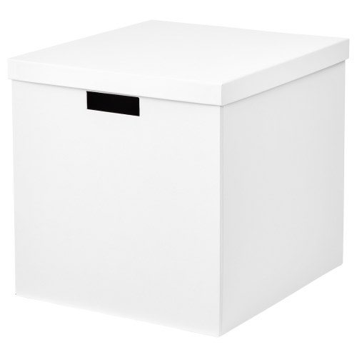 TJENA Storage box with lid - white 12 ½x13 ¾x12 ½ "