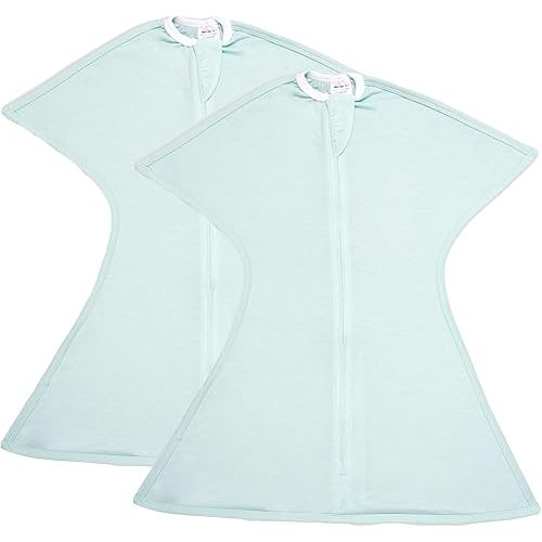 SleepingBaby Zipadee-Zip Transition Swaddle - Cozy Baby Swaddle Blanket with Zipper Convenience - Roomy Wearable Blanket for Easy Diaper Changes - Classic Mint, X-Small (3-6 Month) - 2 Pack