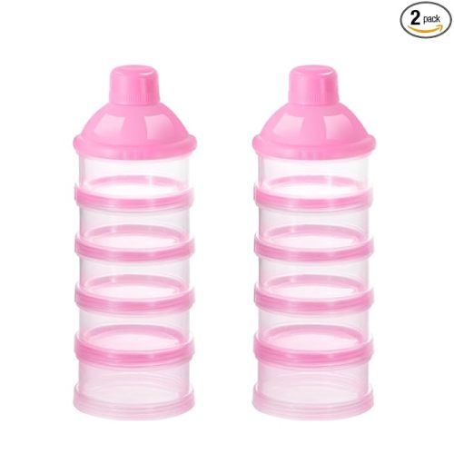 Accmor Formula Dispenser On The Go, 5 Compartments Stackable Formula Container for Travel, Baby Milk Powder Kids Snack Container, BPA Free